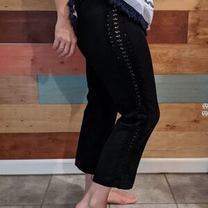 Vintage size 8 Alberto Makali black pants with side cutouts back zip
